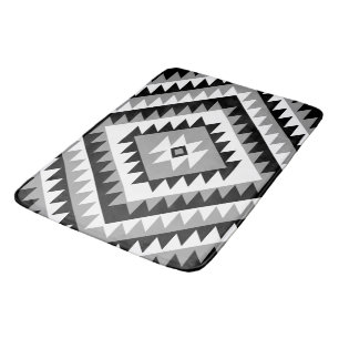 Tapete De Banheiro Aztec Diamond Motif Design Black White Cinza