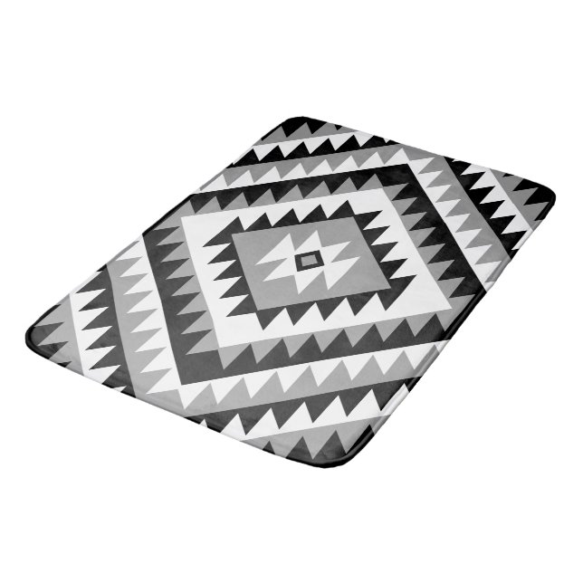 Tapete De Banheiro Aztec Diamond Motif Design Black White Cinza (Angulado)