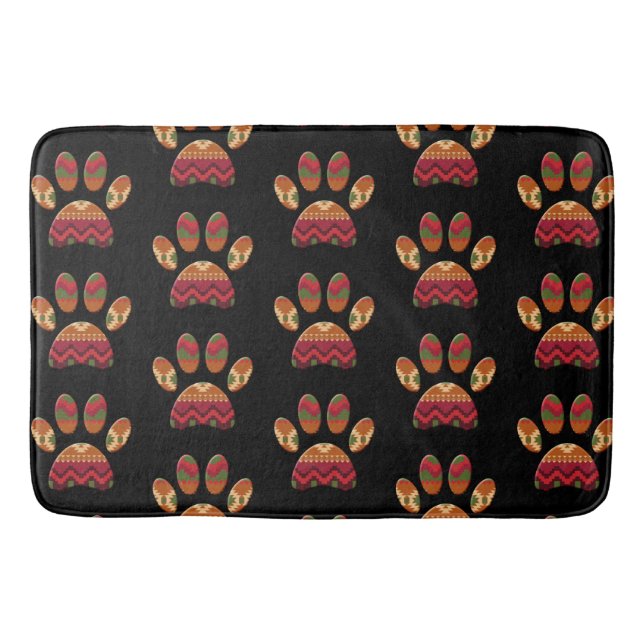 Tapete De Banheiro Aztec Patterno Cachorro Paw (Frente)
