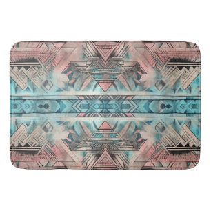 Tapete De Banheiro Aztec Sudoeste Pastel Cor-De-Rosa E Azul
