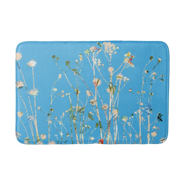 Tapete De Banheiro Azul-céu e flores (Frente)