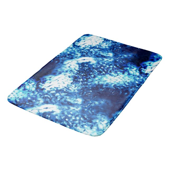 Tapete De Banheiro Azul-chuva manchado parece vidro fosco (Angulado)