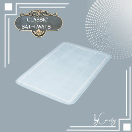 Tapete De Banheiro Azul claro com borda branca