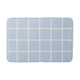 Tapete De Banheiro Azul Claro Xadrez em Grade Escandi Minimalista Bra