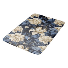 Tapete De Banheiro Azul Creme Floral Moderno