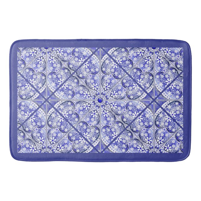 Tapete De Banheiro Azul de rendas cerâmicas de Grécia (Frente)