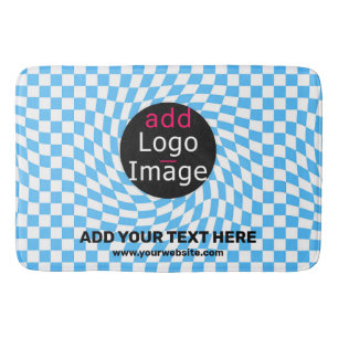 Tapete De Banheiro Azul do Verificador Comercial Personalizado Modern