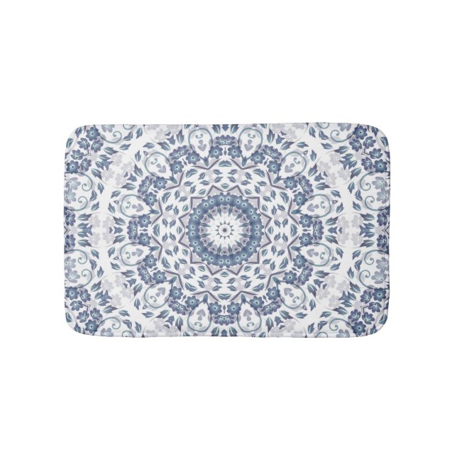 Tapete De Banheiro Azul Grayish Floral Mandala (frente)
