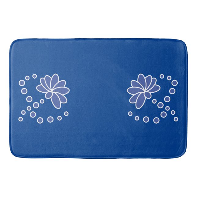 Tapete De Banheiro Azul Profundo e Flor Moderno Médio (Frente)