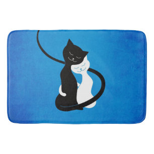 Tapete De Banheiro Azul que abraça gatos do amor