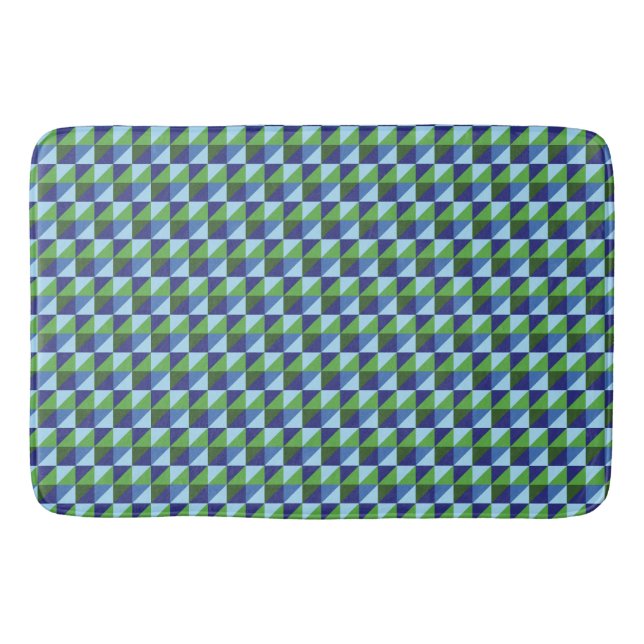 Tapete De Banheiro Azul Retro & Geométrico Triângulo Verde Abstrato (Frente)