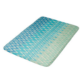 Tapete De Banheiro Azul Teal, Turquesa e Zigzags Verdes