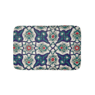Tapete De Banheiro Azul Turco Cerâmica Floral