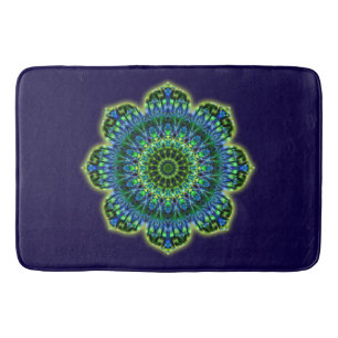 Tapete De Banheiro Azul verde de Lotus da mandala + seu backgr. &