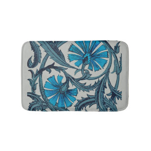 Tapete De Banheiro Azulejo decorativo rústico de arte floral azul vin