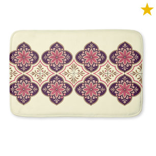 Tapete De Banheiro Azulejo Espanhol Floral Rosa Roxo 