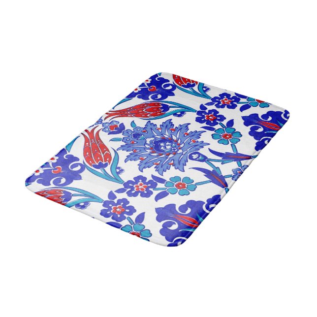 Tapete De Banheiro Azulejo floral turco antigo do vermelho azul de (Angulado)