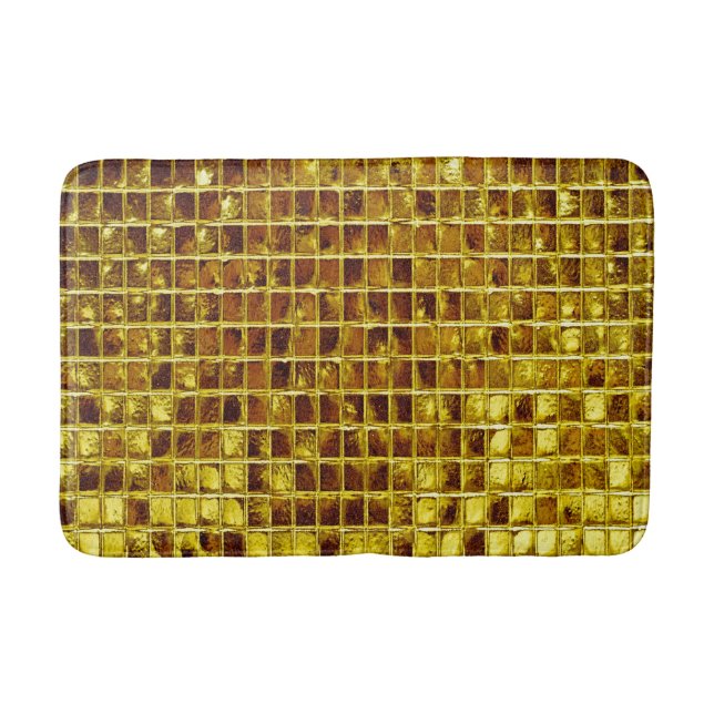Tapete De Banheiro Azulejos do mosaico Dourado elegante luxo moderno (Frente)