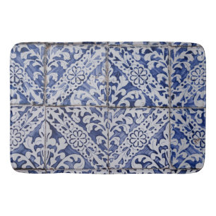Tapete De Banheiro Azulejos Portugueses - Azulejo Azul e Branco Flora