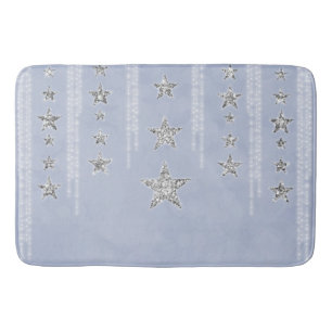 Tapete De Banheiro Baby Blue & Prata Brilho Estrelas Brilho Glam