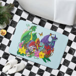 Tapete De Banheiro Baby Dragon Nest Fantasy<br><div class="desc">Três dragões bebês eclodiram num ninho de ovos dragões. Flores e borboletas num pano de fundo de azul ao redor do ninho do dragão</div>