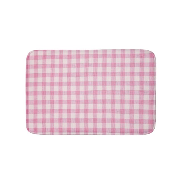 Tapete De Banheiro Baby Pink Gingham Pattern (frente)
