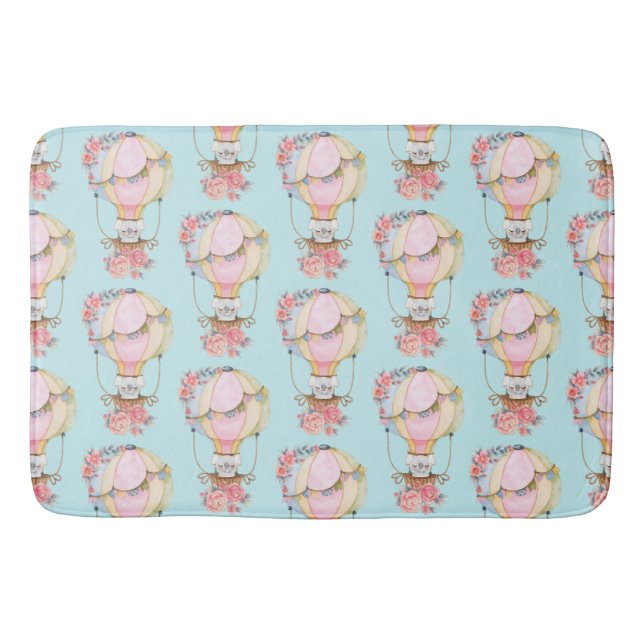 Tapete De Banheiro Balão de Ar Quente Cuto com Padrão de Aquarela do  (Frente)