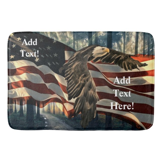Tapete De Banheiro Bald Eagle American Flag Country Road Bath Mat (Frente)