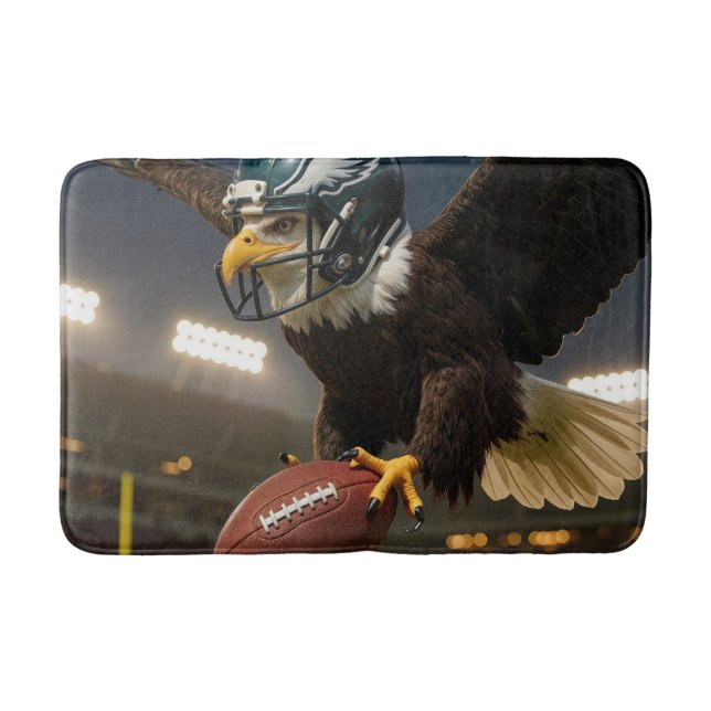 Tapete De Banheiro Bald Eagle voando com futebol (Frente)