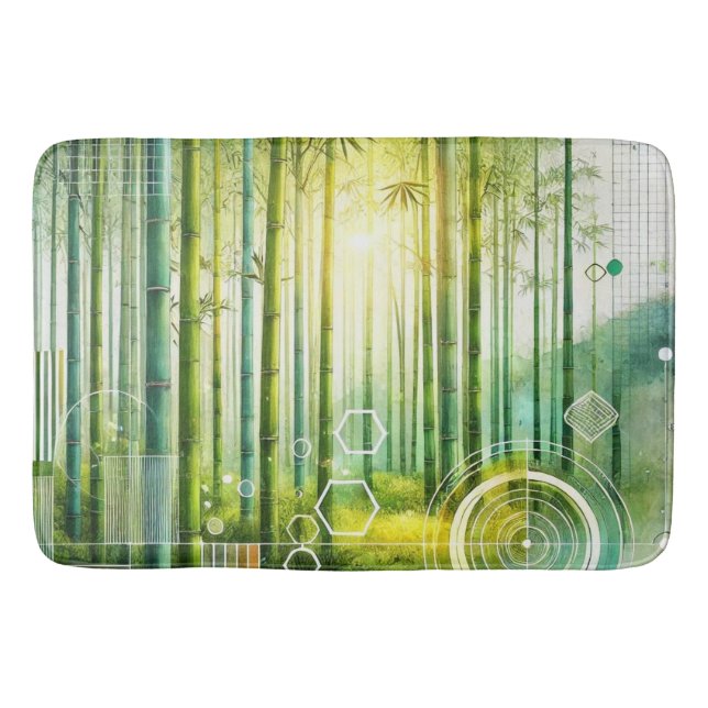 Tapete De Banheiro Bamboo Forest Geométrico Bath Mat (Frente)