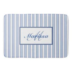 Tapete De Banheiro Bandas Brancas Azuis, Bandeiras, Monogramas