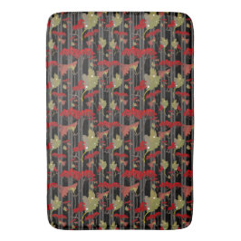 Tapete De Banheiro Bandas de Berries Botânicas de Chokeberry Vermelha