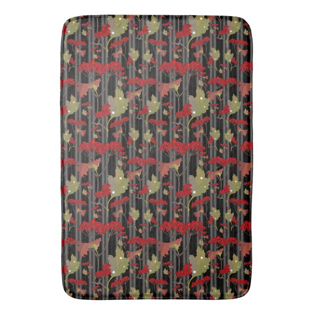 Tapete De Banheiro Bandas de Berries Botânicas de Chokeberry Vermelha (Frente Vertical)