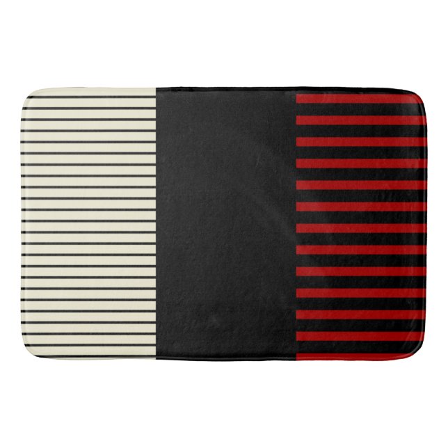 Tapete De Banheiro Bandas de Pop de cor - Vermelho e Creme (Frente)