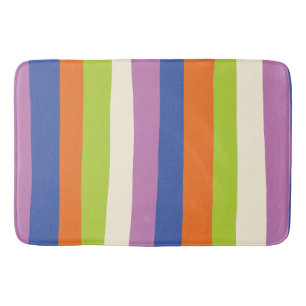 Tapete De Banheiro Bandas irregulares - Azul, Laranja, Roxo, Verde e