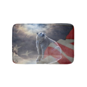 Tapete De Banheiro Bandeira Americana do Urso Polar do Alasca