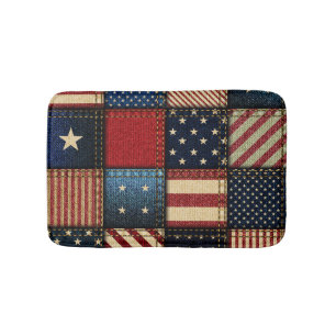 Tapete De Banheiro Bandeira Americana, Patchwork Perfeitamente Padrão