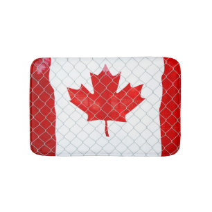 Tapete De Banheiro Bandeira Canadense. Cerca de Elos. Rústico. Legal.