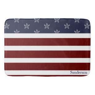 Tapete De Banheiro Bandeira Náutica Americana Red White Blue Starfish