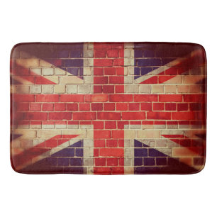 Tapete De Banheiro Bandeira Vintage do Reino Unido numa parede de tij