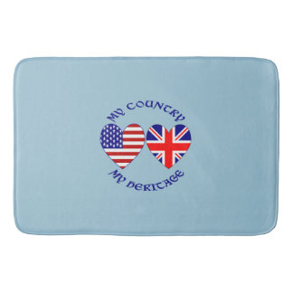 Tapete De Banheiro Bandeiras do Coração da Grã-Bretanha EUA País Patr