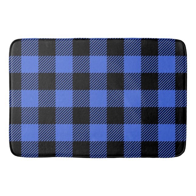 Tapete De Banheiro Bandeja de Xadrez de Buffalo Blue & Black Lumberja (Frente)