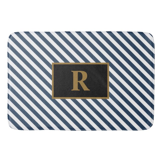 Tapete De Banheiro Banheira Azul/Branco (Frente)