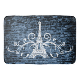 Tapete De Banheiro Banheira Azul Eiffel Towel Grunge Mat