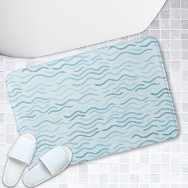 Tapete De Banheiro Banheira de Banheira de Ondas Azuis (Blue Waves Ocean Bathroom Decor Bath Mat)
