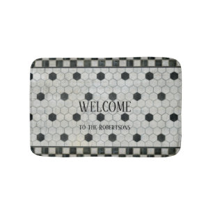 Tapete De Banheiro Banheira de Fábrica de Hexágono Branco Preto