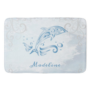 Tapete De Banheiro Banheira Personalizada de Golfinho Azul