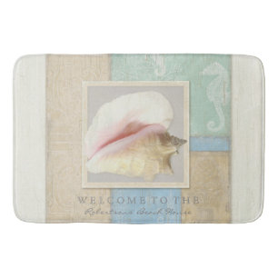 Tapete De Banheiro Banheiro Personalizado Wooden Beach House Seashell