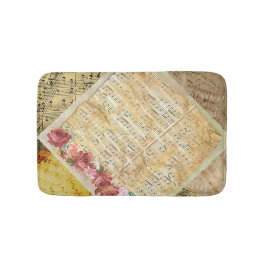 Tapete De Banheiro Banho da partitura dos rosas do vintage e das