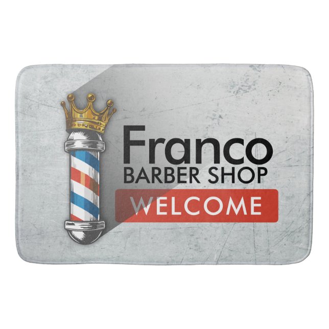 Tapete De Banheiro Barber Hair Shop King Crown Barber Pole Hair Salon (Frente)